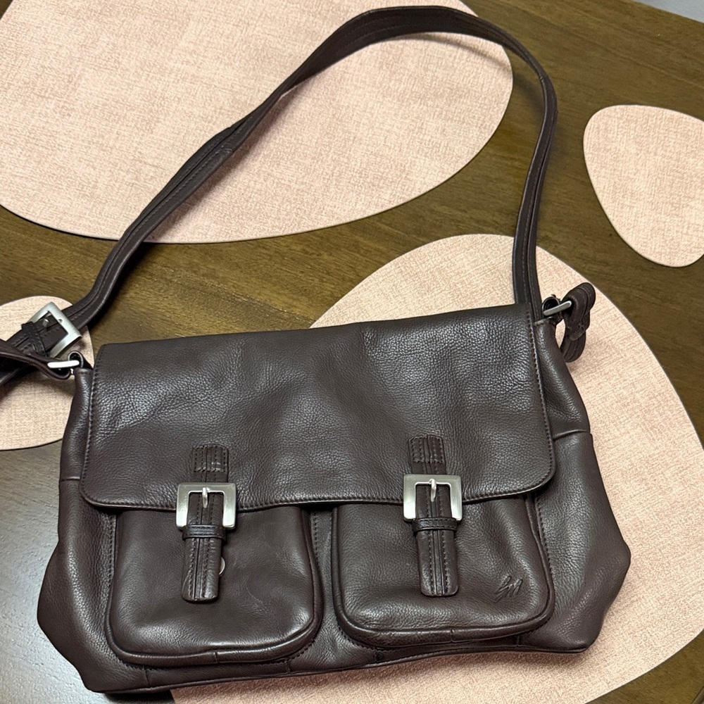 Elegant Dark Brown Leather Messenger Bag